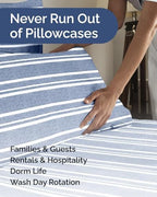 Standard Pillow Cases - 6 Pack Pillowcase Covers - 20" x 26" (Blue Stripes) - Image 5