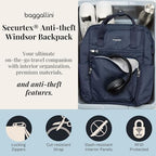 Baggallini Securtex Anti-Theft Windsor Backpack for Travel, Work & College, RFID & Locking Zipper, Up to 16" Laptop - Image 2