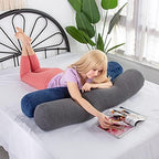 1 MIDDLE ONE Body Pillow, Bolster Pillow with Cooling Cover, Long Round Roll Cylinder Pillow for Bed, 35" x 7.87", Grey - Image 5