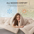 Bedsure Comforter Duvet Insert - Quilted Comforters Cal King Size, All Season Duvet, GentleSoft Down Alternative Bedding, with 8 Tabs, Gifts for Women/Men, Beige, California King 96 X 102 Inches - Image 4