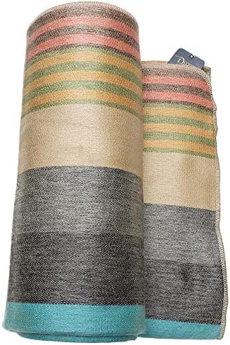 DAVLINA, Alpaca Wool Throw Blanket | Super Soft, Lightweight, Breathable and Hypoallergenic | Non-Itchy or Scratchy (Green Gray Varicolored, Striped) - Image 4
