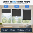 Temporary Blackout Shades, Cordless Roller Shades for Windows 21" 23" 25" 27" 29" 31" 33" 35" Pull Down Room Darkening Window Blinds for Living Room Bathroom, Suction Cups(26" W x 64" H) - Image 2