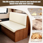 SearchI PU Leather RV Dinette Cushion Covers, Stretch Camper Cushion Slipcovers for Travel Trailer Couch RV Booth Seat, Replacement Camper Sofa Chair Protector(2 Backrest Cover & 2 Bench Cover, Cream) - Image 4