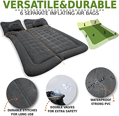 ZONETECH Car Trunk Inflatable Air Mattress - Premium Quality Easy Inflation Air Pump Flocking Surface Back Seat Thickened Bed with 2 -Pillows for Travel Camping Family Outing - Image 5