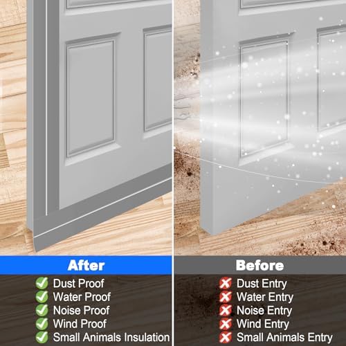 ToLanbbt Weather Stripping Silicone Door Seal Strip 3 in x 40 ft Door Draft Stopper Self Adhesive Door Draft Tape, Side & Bottom Gaps Insulation Strip for Glass Shower Door Sliding Door Window, Gray - Image 4