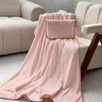 ShezPretty Premium 2in1 Soft Travel Blanket Pillow with Airline Hand Luggage Sleeve and Backpack Clip Airplane (Light Pink) - Image 5