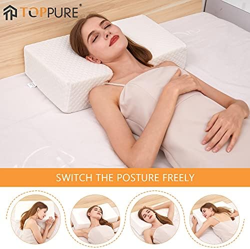 Cube Memory Foam Pillow for Side Sleepers (24"x12"x6" Extra Thick Pillow), Cervical Pillow for Neck and Shoulder Pain Relief, Neck Pillow, Bed Pillow with Washable Pillowcase, White - Image 4