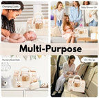 PeraBella Baby Diaper Caddy Organizer, Baby Basket Shower Gift, Portable Changing Table Basket, Postpartum Caddy & Tote Bag Pouch, Newborn Boy & Girl Nursery Essentials Registry, Car Diaper Organizer - Image 3