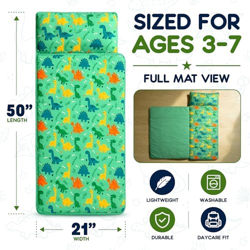 Toddler Nap Mat with Pillow and Blanket for Daycare, Preschool and School, Kids Sleeping Mat for Toddlers, Roll-Up Rest Mat, Soft, Lightweight, Washable, Ages 3-6 - Image 4