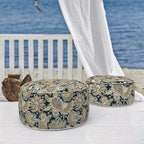 Outdoor Inflatable Stool Ottoman, All Weather Portable Footrest Stool, Furniture Stool Ottomans for Home Garden Beach, D31”xH14”, Paisley Sapphire Blue - Image 4