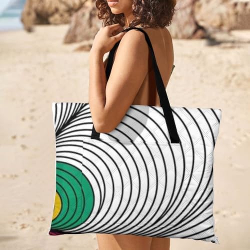 Large Foldable Picnic Blanket Abstract Print Black White 78.7x78.7 Inch - Image 2