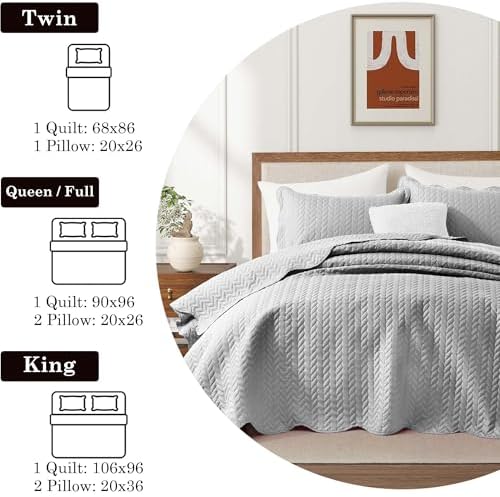 IR Imperial Rooms California King Quilt Bedspread Silver Leaf 8-Pack - Image 4
