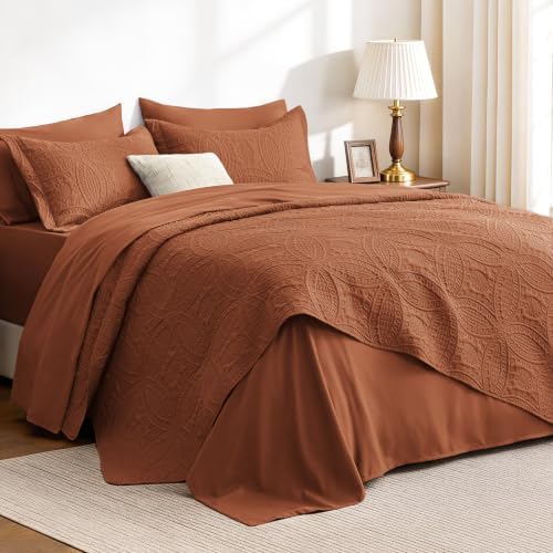 Love's cabin Quilts for Queen Bedspreads, 7 Pieces Bed in a Bag, Umber by Lovescabin
