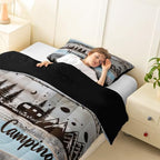 Erosebridal Rustic Camping King Comforter Set Rv Camper Bedding Set Country Farmhouse Wooden Board Comforter for Kids Boys Girls Mountain Pine Trees Quilt Duvet Blue Grey - Image 5