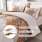 Dintszyayue Boho Full Quilt Set, Terracotta Aztec Reversible Bedspread - Image 5
