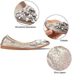KUNWFNIX Women Ballet Flats Rhinestone Wedding Ballerina Shoes Foldable Sparkly Comfort Slip on Flat Shoes - Image 4