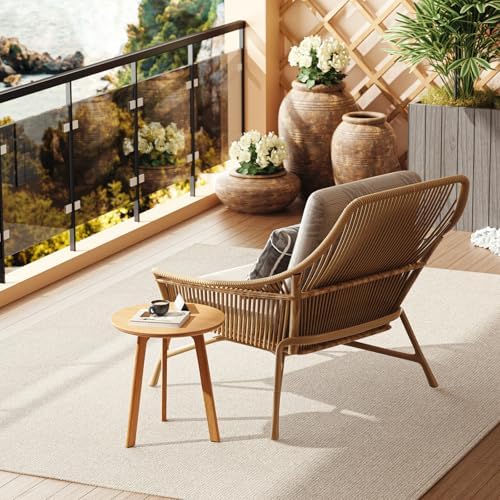 Solid Beech Oak Wood Side Table - Compact End Table with Detachable Cloth Pocket - Modern Small Nightstand with Storage Holder for Living Room, Bedroom (Oak, Natural) - Image 3