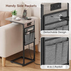 Vagusicc C-Shaped End Tables Set of 2 with Charging Station, 33'' Tall C Table Adjustable Height Side Table, Sofa Table for Couch, Couch Table that Slide Under Sofa, TV Trays for Living Room, Greige - Image 6