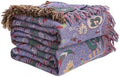 LUTBM Boho Throw Blanket for Bed 60"x80", 100% Cotton Purple Couch Blankets by LUTBMFindYourFreeSpiritatHome