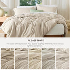 Bedsure Oversized King Duvet Cover, Soft Double Brushed Bedding Set, Beige - Image 5
