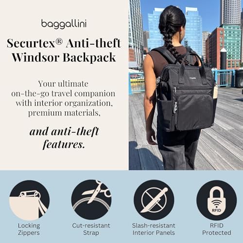 Baggallini Securtex Anti-Theft Windsor Backpack for Travel, Work & College, RFID & Locking Zipper, Up to 16" Laptop - Image 2