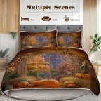 BlessLiving Fall Quilt Set King Size: Soft Lightweight Pumpkin Bedspreads - Image 3