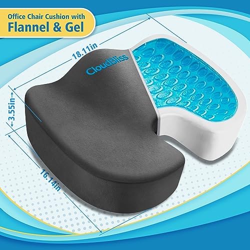 CloudBliss Gel Memory Foam Seat Cushion for Long Sitting, X-Large, Grey - Image 2
