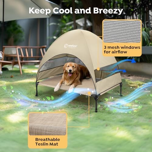 Veehoo Outdoor Dog Bed with Canopy, Cooling Elevated Dog Shade for Outside - Image 3