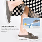 Buyrew Mules for Women with Arch Support - Lightweight Washed Cotton Sneaker Mules - Breathable Walking Flats, Comfortable Slip On Shoes for Business Casual, Office, Travel - Image 6