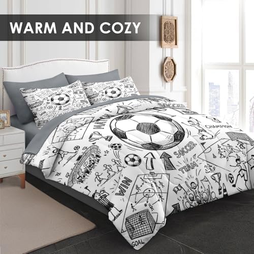 WeCozy Full Comforter Set with Sheets, 7 Pieces Soccer Ball Bedding - Image 4