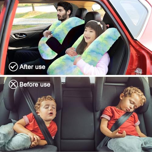 Travel Pillow, Travel Pillow for Kids, Sleeper Hold Pillow Travel, Removable U-Shaped Pillow for Adults and Children to Support Head and Body in The Back Seat of Long Car Trips (DCGreen) - Image 2
