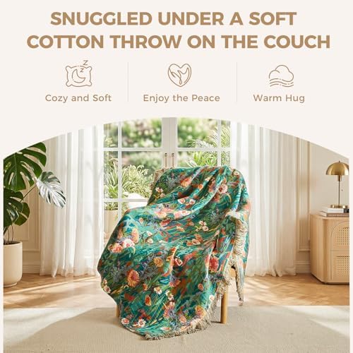 LUTBM Cotton Boho Blanket for Bed, Queen Soft Lightweight Reversible Quilt - Image 5
