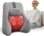 COMFIER Lumbar Support Pillow for Office Chair with 4 Shiatsu Massage Heads & Heat, Memory Foam Back Support for Computer Gaming Chair - Dark Gray by COMFIER