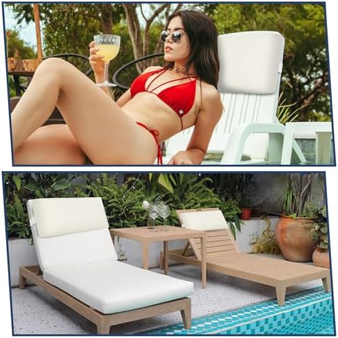 Headrest Pillow for Pool Chaise Lounge, Pool Lounge Pillows Outdoor with Elastic Band for Recliner and Pool Patio Chairs, Head Neck Support Pillow (22x8.6x3.9,Beige) - Image 4