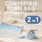 ATANI Turkish Beach Towel, Converts to a Bag, Oversized 100% Cotton Bath Towels Lightweight Quick-Dry Beach Blanket for Travel, Picnic, Camping, Yoga and Pool (Grey x Turquise, 71 inc x 39 inc) - Image 3