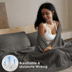 PHF Lightweight 100% Cotton Waffle Blanket, Oversized King, Charcoal Grey - Image 3