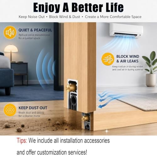 Automatic Door Sweeping Bottom Aluminum 12-59 Inch Long, Concealed Installation - Suitable for Door Bottom Sealing Sound Insulation Windproof Dustproof Light Blocking(90cm/35.4in) - Image 6