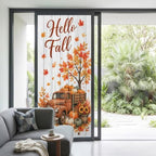 Window Privacy Film Frosted, Thanksgiving Non-Adhesive Static Cling Window Tint, Fall Orange Car Pumpkin Maple Wood Grain Insulated Windows Frosted Films for Living Room, 35.4 x 78.7 Inches - Image 2