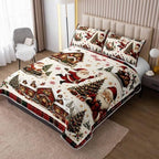 HOSIMA Vintage Christmas Santa Cabin Plaid Quilt Queen with 2 Pillowcases. - Image 2