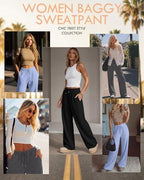 Neer 3 Pack Women's Wide Leg Sweatpants Baggy Pants with Pockets - Image 3