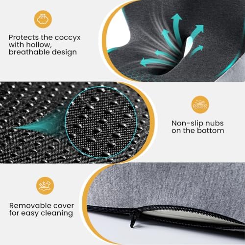 Orthopedic Cushion, Back and Seat Cushion, Car Seat Cushion, Soothe+ Cushion, Pressure Relief, Non-Slip Belt Backrest, Ergonomic Memory Foam Backrest（Gray） - Image 5