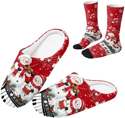 Jeiento Winter Fuzzy Slipper and Crew Socks Warm Winter Shoes Lightweight Soft Cushion House Slipper Bedroom Shoes by Jeiento