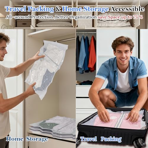 Vacuum Sealing Bags for Clothing Travel,Space Saver Vacuum Storage Bags with Air Pump,Compression Packing for Luggage and Clothes Travel (15 Combo Bags+Electric Pump) - Image 7