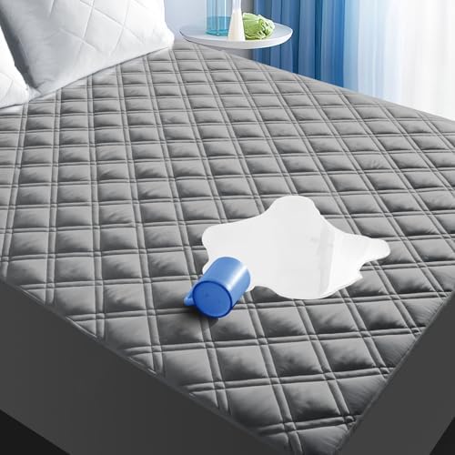 MEELUS Waterproof King Mattress Protector, Fitted Deep Pocket 8"-21",Gray by MEELUS