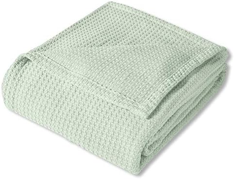 Sweet Home Collection 100% Fine Cotton Blanket Luxurious Weave Stylish Design Soft and Comfortable All Season Warmth, King, Mint - Image 2