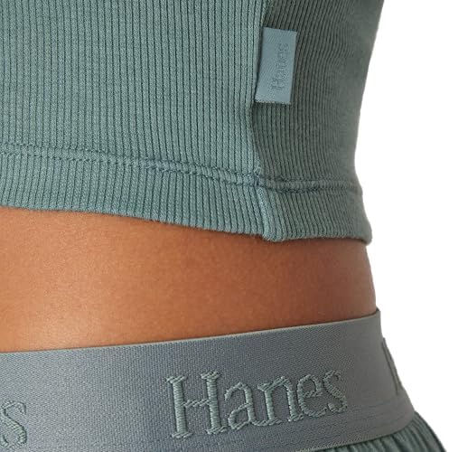 Hanes Women's Originals SuperSoft Comfywear 2 Piece Crop Tank & Lounge Pants Loungewear Set - Image 4