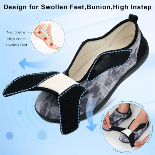 Scurtain Mens House Slippers Comfortable Wide Diabetic Orthopedic Shoes - Image 2