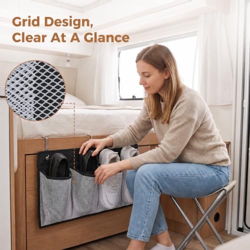 6 Pcs RV Shoe Storage for Bedside, Hanging Shoe Rack with 24 Mesh Pocket - Image 4