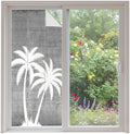 Window Privacy Film Frosted, Black Grey Palm Trees Non-Adhesive Static Cling Window Tint, Summer Coastal Tropical Botanical Insulated Windows Frosted Films for Living Room, 35.4 x 78.7 Inches by Unknown