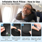 Inflatable Airplane Seat Cushion with Neck Pillow Eye Masks Earplugs&Bag for Long Flights, Portable Wheelchair Seat Cushion, Press-Type Air Cushion with Non-Skid Bottom for Travel, Office - Image 4